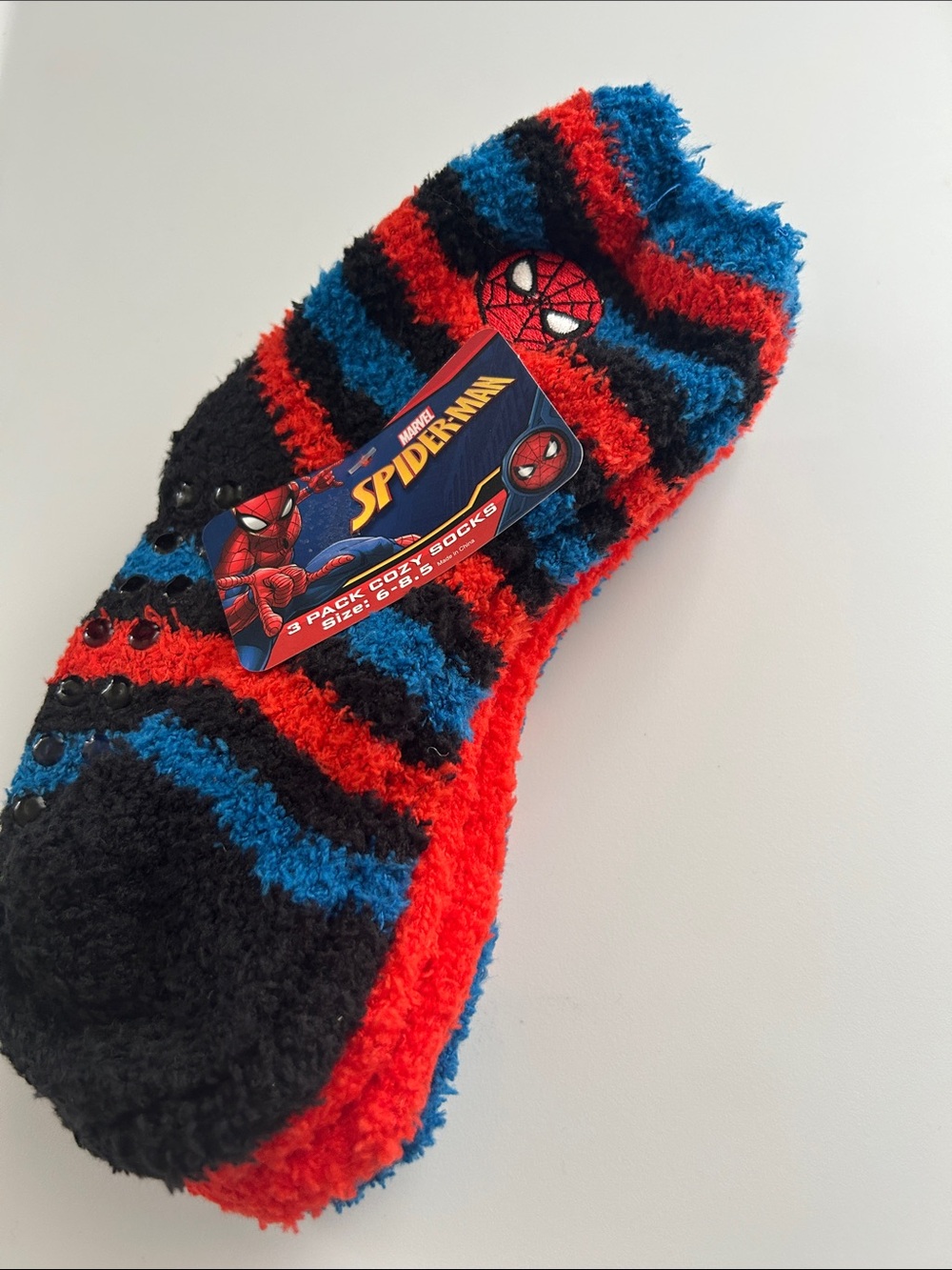Marvel Spider Man 3 pack Cozy Socks Toddler Boys size 6-8.5 NWT